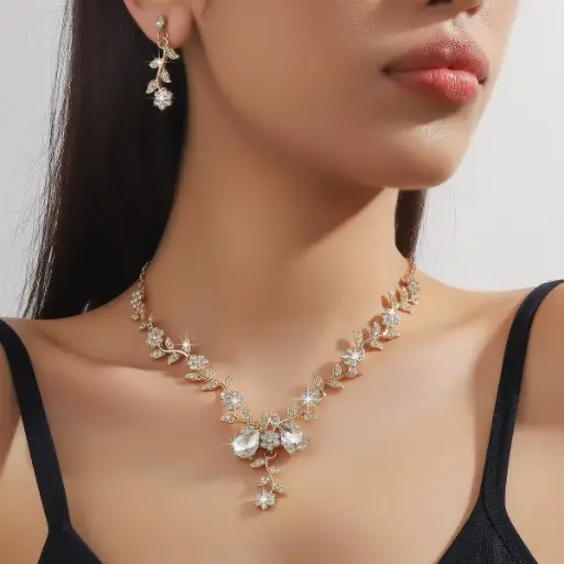 L’élégance florale en 3 pièces – Collier & boucles d’oreilles, l’accessoire parfait pour vos événements !